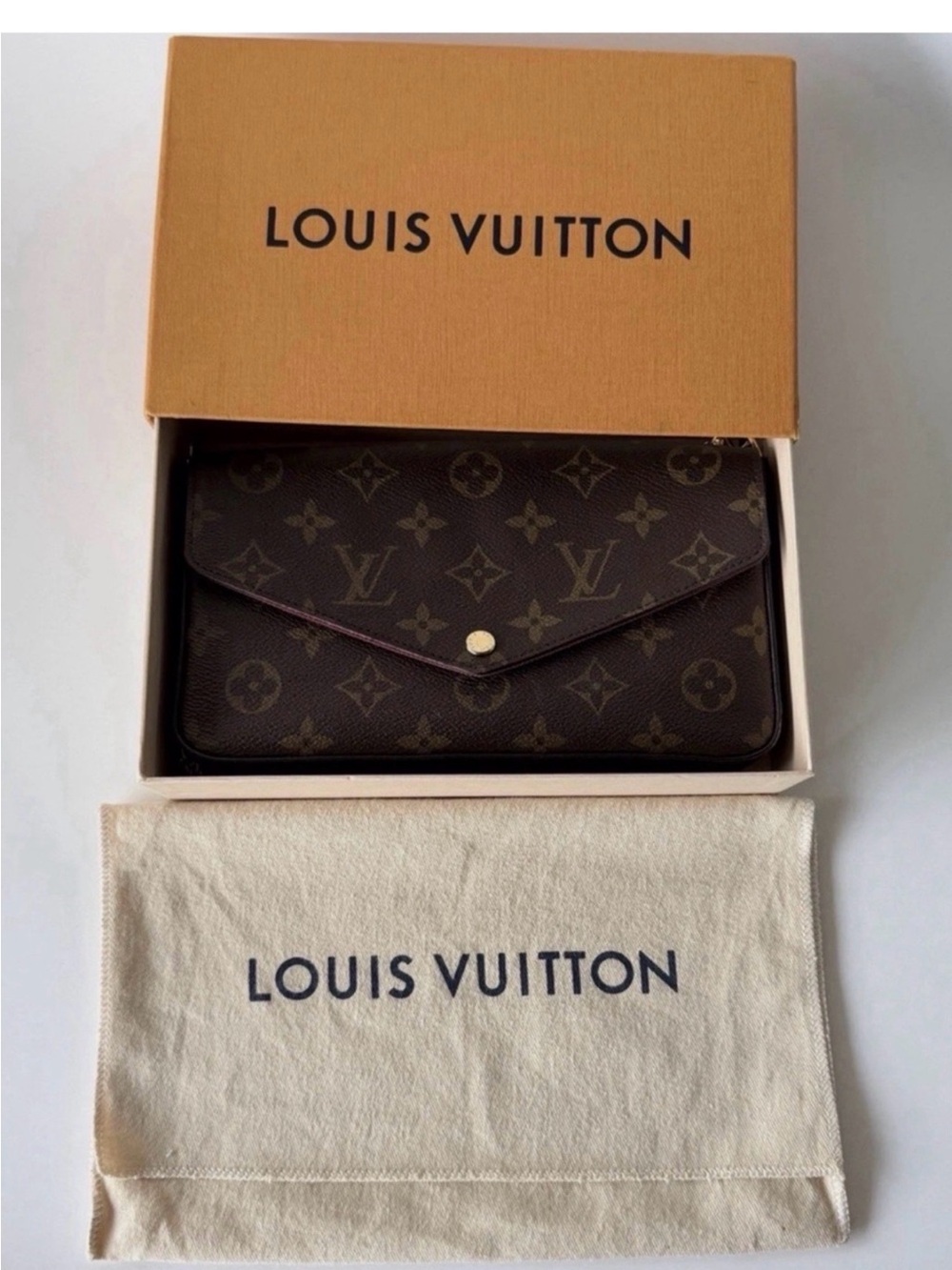 Louis Vuitton Monogram Envelope Wallet Clutch in Brown and Gold